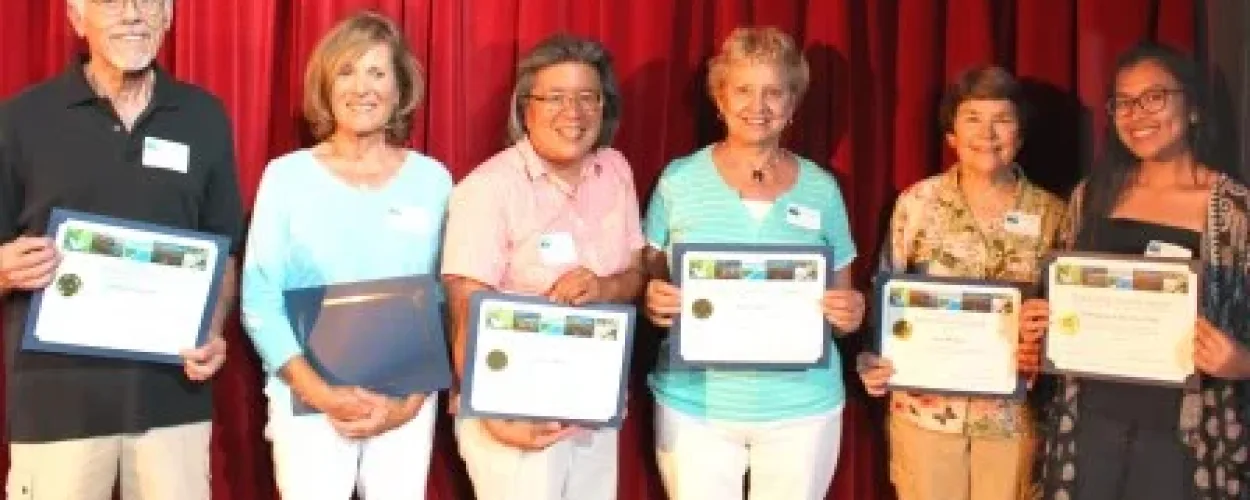 (L to R) Jim Rassler, Donna McLaughlin, Cynthia Woo, Anita Gash, Sue Walsh and a representative of the Endangered Species Club